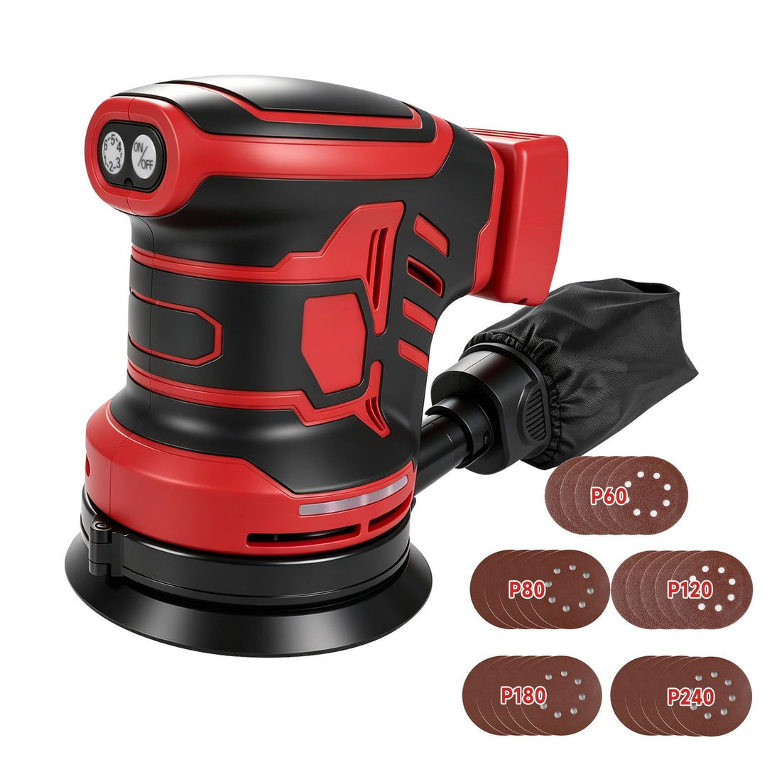 Akku Exzenterschleifer für Milwaukee 18V, 125MM Schleifmaschine für Holz mit Staubabsaugung, 25 Schl