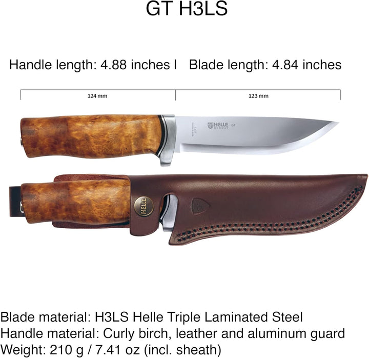 Helle GT Messer 4,84 Zoll Klinge Griff aus Gelbbirke 36 Braun