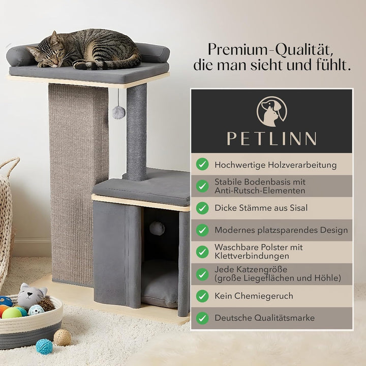 Premium Kratzbaum, für grosse Katzen, stabil, extra Dicker Stamm, Katzenbaum Holz, grosse Liegefläch