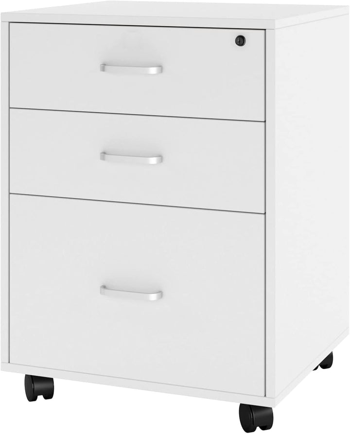 Aktenschrank,Büroschrank,Aufbewahrungsschrank auf Rollen,Beistellschrank mit 3 Schubladen,Mehrzwecks