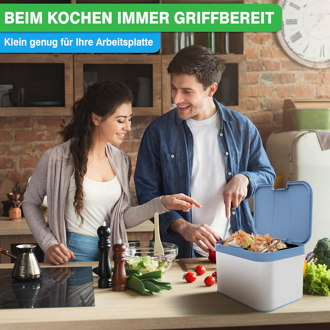 YourCasa® Biomülleimer Küche aus Edelstahl - 4,3L - Komposteimer Küche klein für alltäglichen Biomül