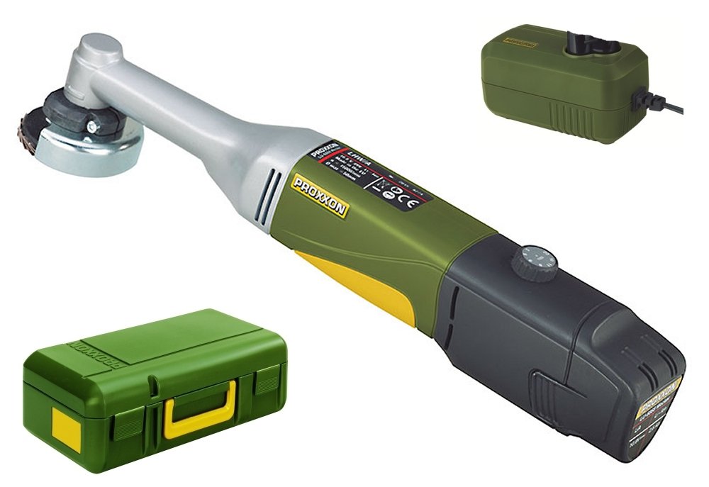 Proxxon 29815 Akku-Langhals-Winkelschleifer LHW/A, 10,8 Volt, im Koffer mit Akku (2,5 Ah) und Ladege