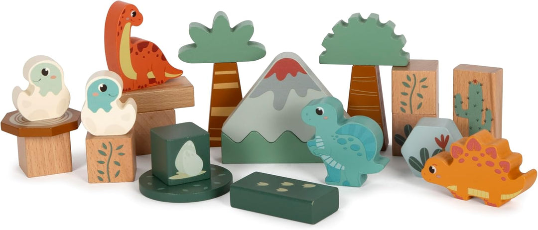 small foot Holzbausteine „Dino“, Bausteine-Set aus FSC 100%-zertifiziertem Holz, für Kinder ab 1 Jah