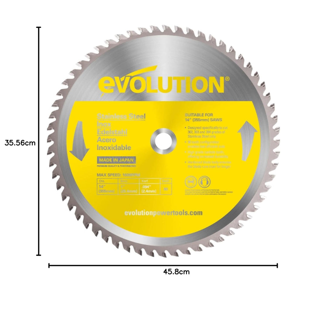 Evolution (S355TCT-90CS) - 355 mm Sägeblatt zum Schneiden von Edelstahl - Metall-Sägeblatt mit Hartm