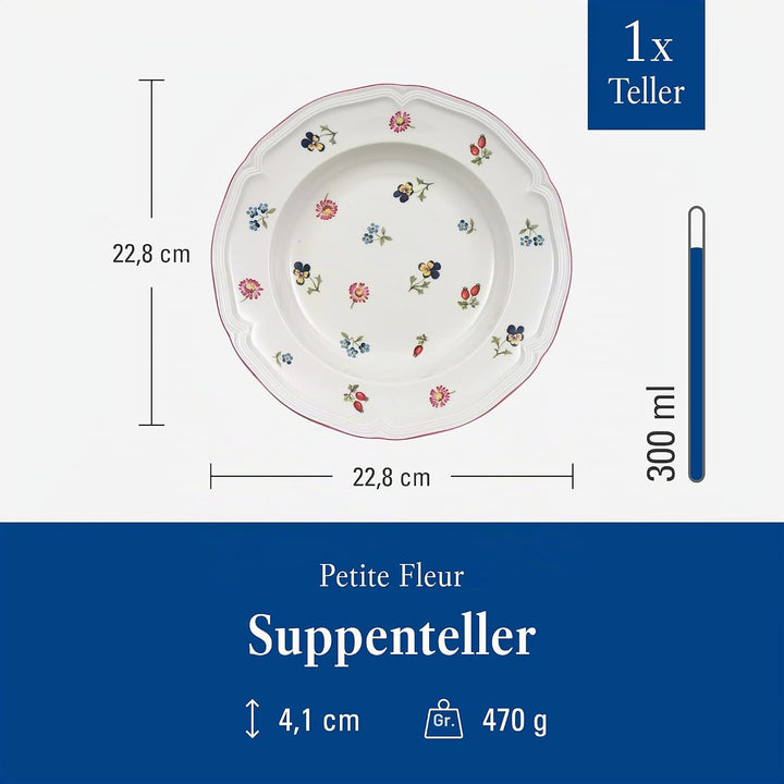 Villeroy & Boch Fleur Suppenteller Weiss, 25 x 25 x 9.20 cm 25 x 25 x 9.20 cm Landhaus & Rustikal, 2