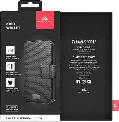Black Rock - Hülle 360 Grad Klapphülle 2-In-1 Wallet Passend für Apple iPhone 13 Pro I Handyhülle, M