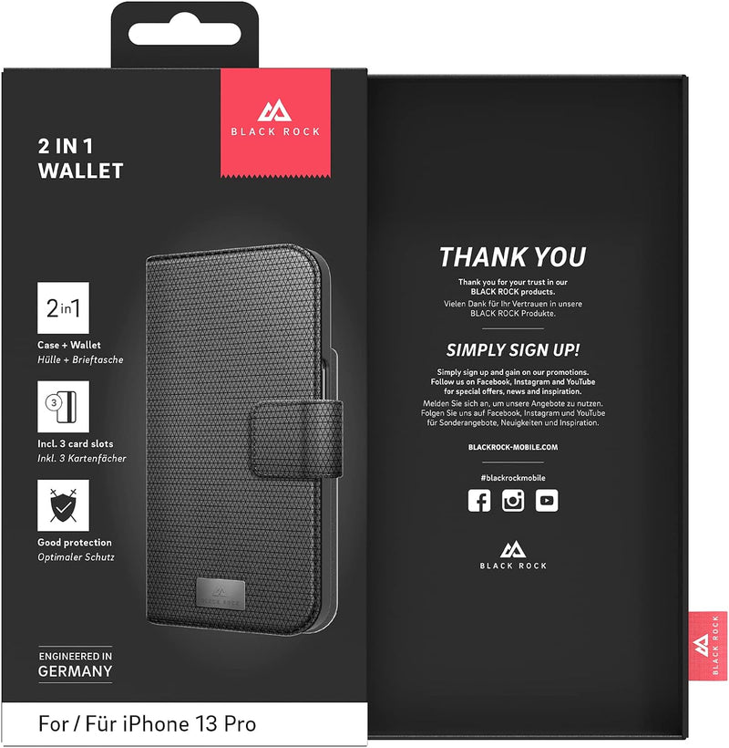 Black Rock - Hülle 360 Grad Klapphülle 2-In-1 Wallet Passend für Apple iPhone 13 Pro I Handyhülle, M