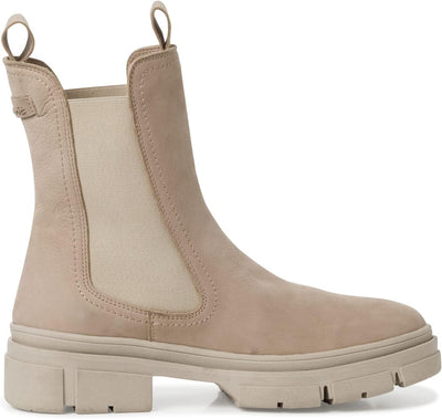 Tamaris Damen Chelsea Boots, Frauen Stiefeletten,TOUCHit-Fussbett 37 EU Beige Taupe Nub Uni 343, 37