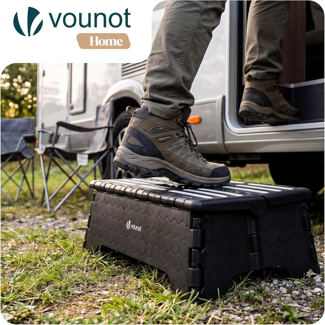 VOUNOT® Tritthocker Klappbar Rutschfester Trittstufe Klapphocker faltbar mit integriertem Griff, Tra