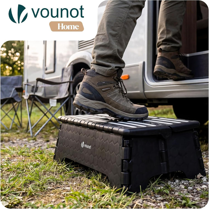 VOUNOT® Tritthocker Klappbar Rutschfester Trittstufe Klapphocker faltbar mit integriertem Griff, Tra