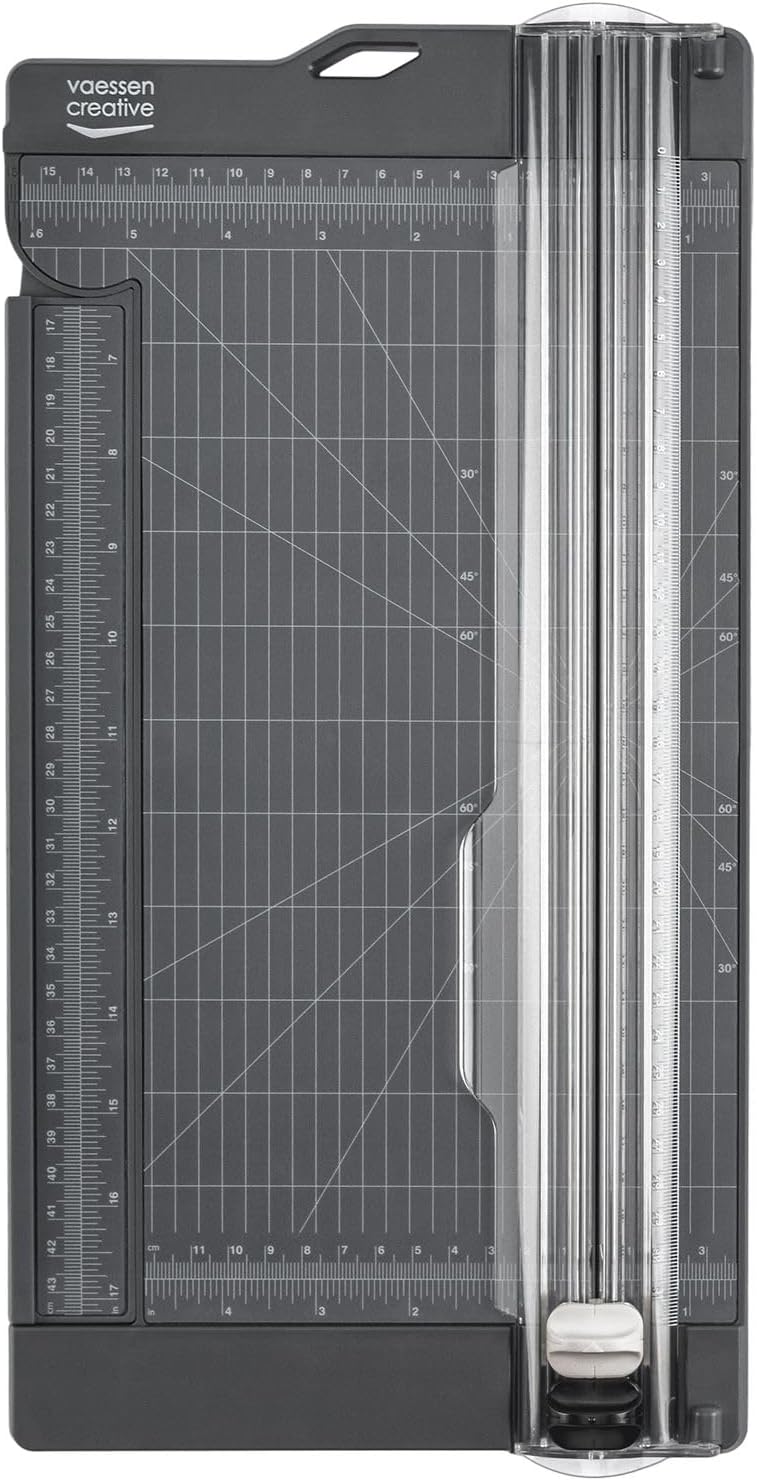Vaessen Creative Papierschneider mit Falzbrett 15 x 30,5 cm Anthrazitgrau - Papierschneidemaschine f
