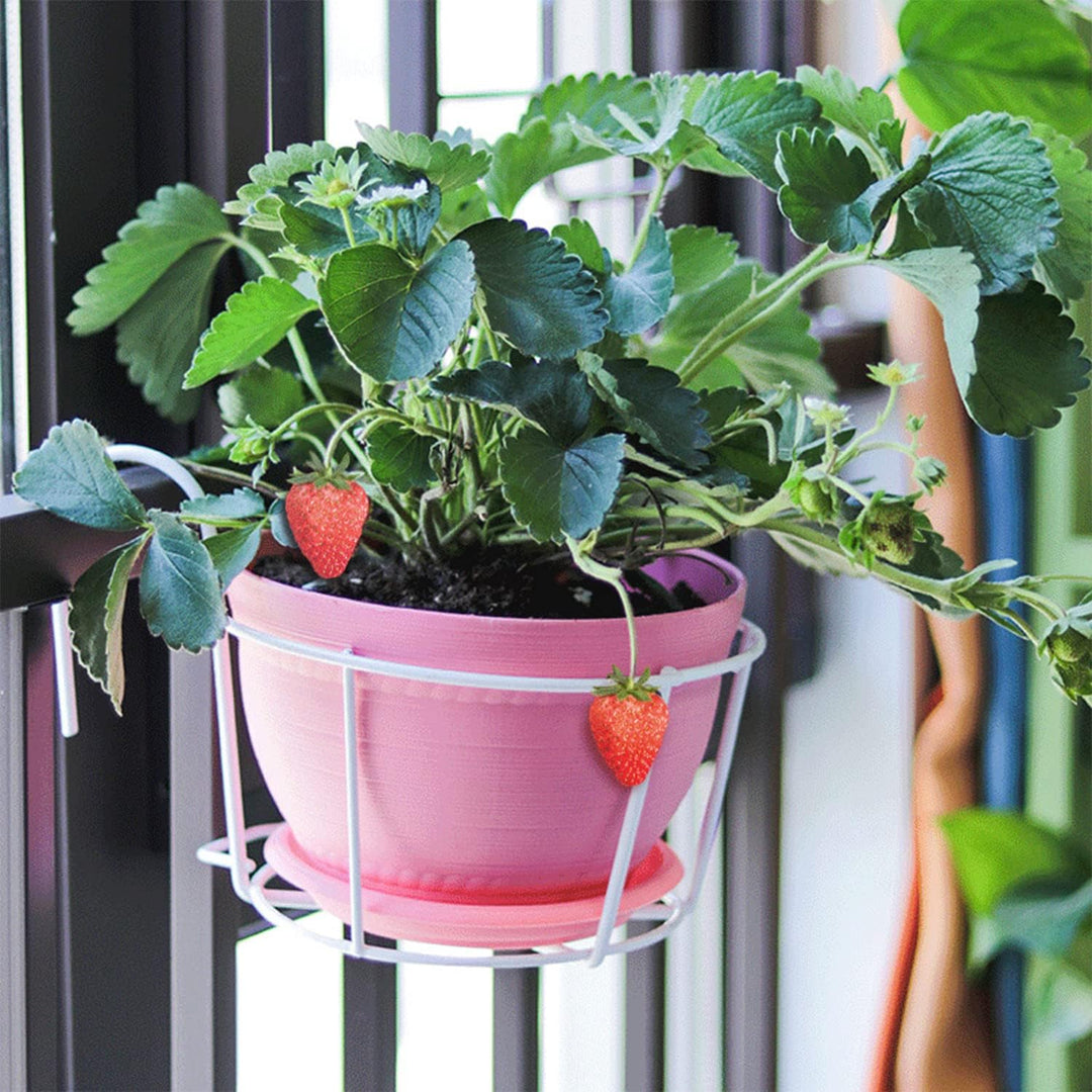2 Stück Aufhängen Blumentopf Halterung, Metallpflanzenkorb, Blumenregal aus Eisen, Zaun Wand Hängend