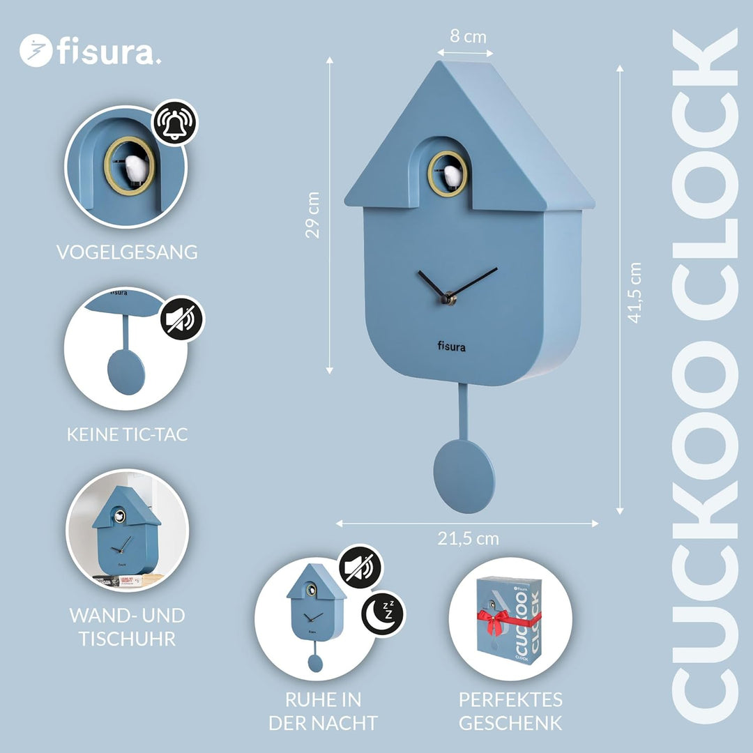 Fisura - Kuckucksuhr. Wanduhr. Original Geschenk Wanduhr. 3 AA-Batterien nicht enthalten. Masse: 21,