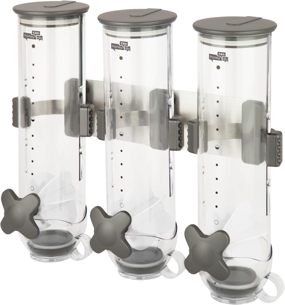 Honey Can Do Zevro KCH-06139 Indispensable SmartSpace Wall Mount Triple Dry-Food Dispenser by ZevrO