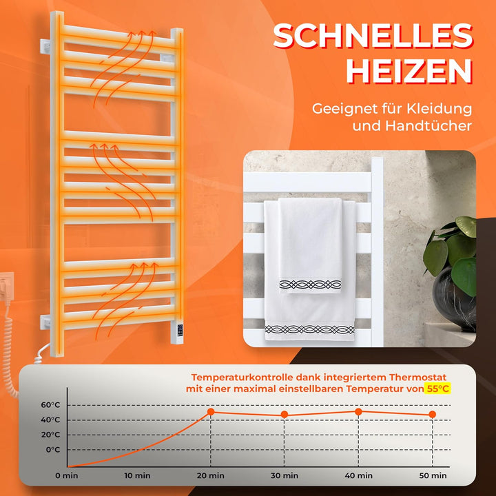 Elektrischer Handtuchhalter White Velvet Largo 500x1000 mit Sensor Links - Zeitloses Weiss, Elektris