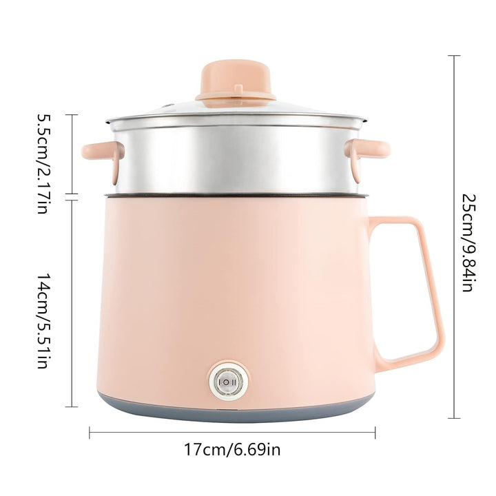 MINRS Multikocher, Reiskocher Klein 1,7L Kapazität Antihaft-Topf 300W und 600W Slow Cooker Sauté Dam