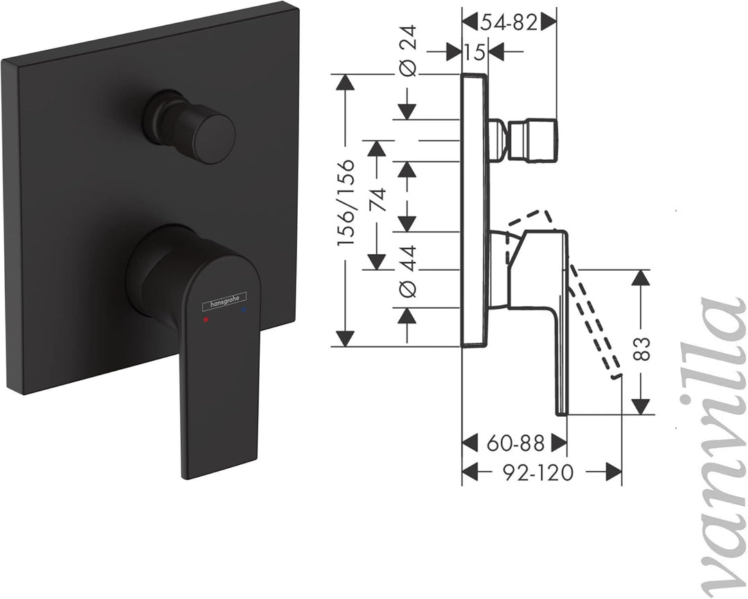 vanvilla Duschsystem mit Unterputz Duscharmatur von Hansgrohe Einhebelmischer und vanvilla Regendusc