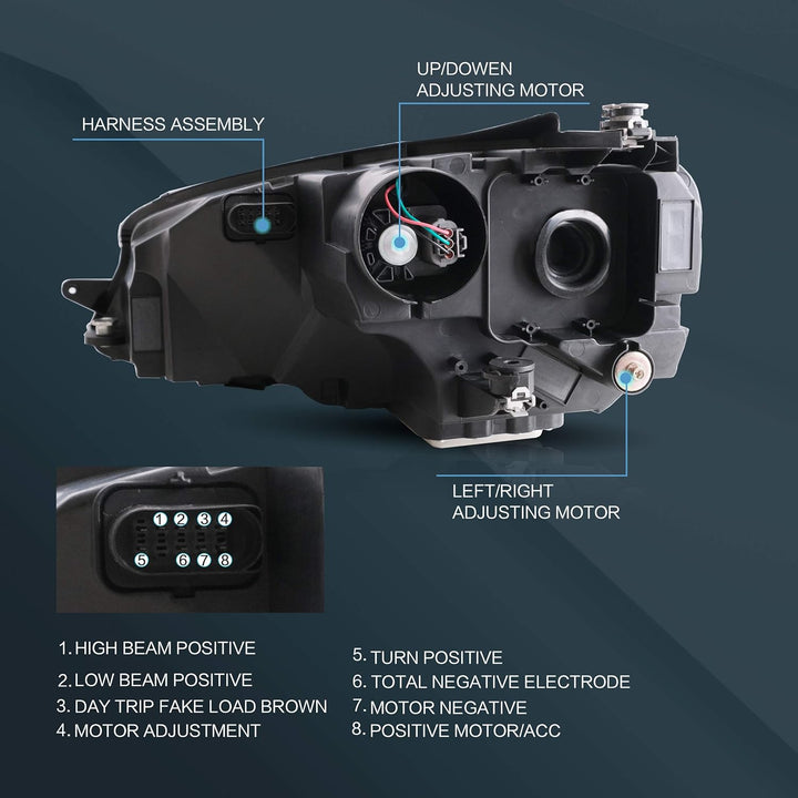 VLAND L-ED Scheinwerfer passend für G-olf 7 2014-2019,(Nicht für GTI/GTD/R/TDI),Paar Scheinwerfer Go
