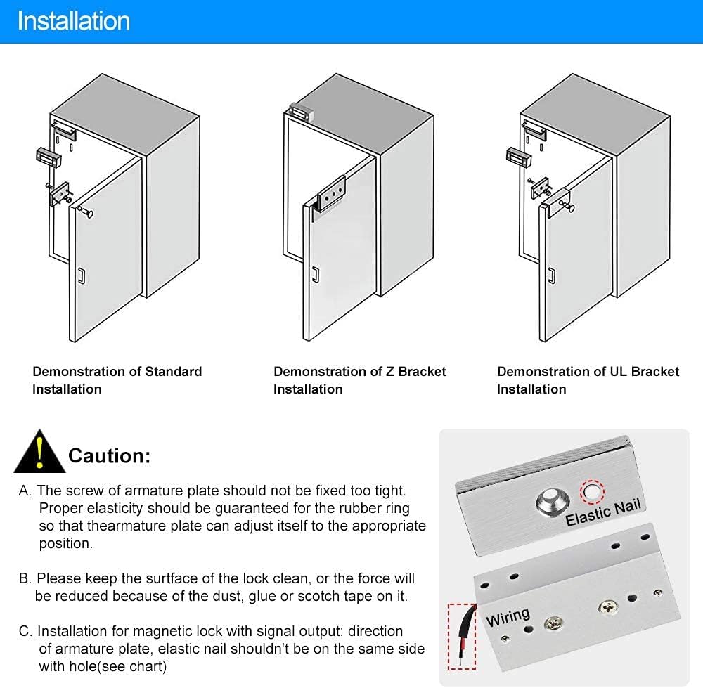 FTSTech IP65 Wasserdichter Metall-PIN-Code RFID-Zugriffskontrolltastatur + 60kg Magnetschloss + 12 V