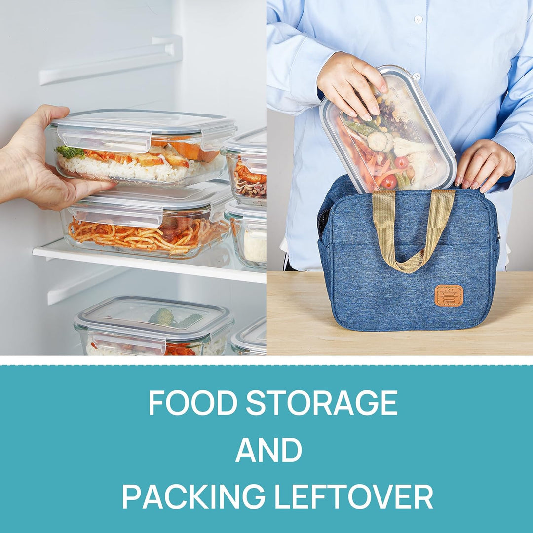 Vtopmart 5er-Pack Meal Prep Boxen Glas, 1035 ML Mealprepboxen für die Essensvorbereitung, Luftdicht