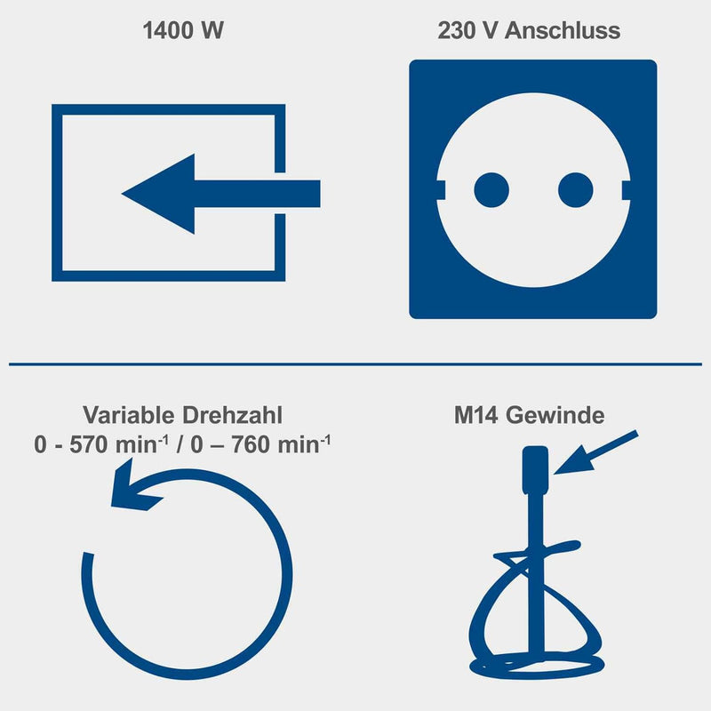 Scheppach Handrührwerk PM1400 Rührwerk Mörtelrührer Farbrührer | 1400W Leistung | 2-Gang-Getriebe mi