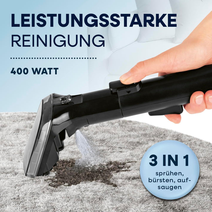 CLEANmaxx Pro Polsterreiniger Gerät 400W | kraftvoller Waschsauger mit 2 Düsen | für Sofa Auto Teppi