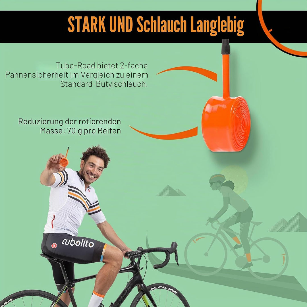 Tubo-Schlauch – Strasse – 700c – 80-mm-Ventil – Orange