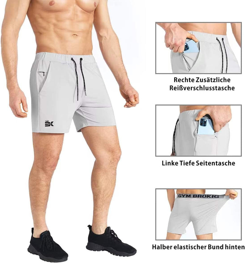 BROKIG Herren Sport Shorts Schnell Trocknend Kurze Hose Sporthose Trainingsshorts für Laufsport S He