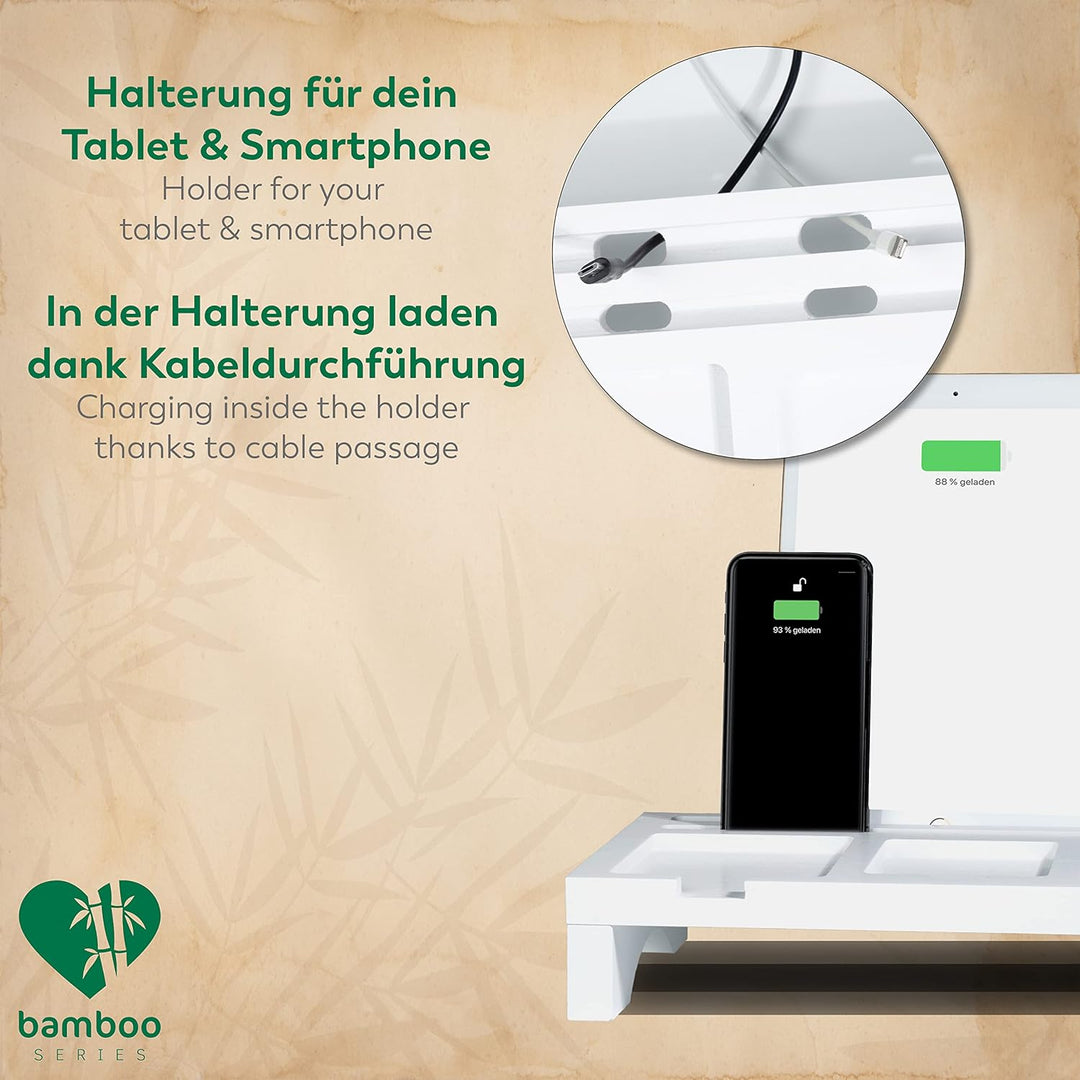 Rubberneck Bambus Schreibtisch Organizer mit Handy-, Tablethalterung - für Tastatur, Maus, Büro Zube