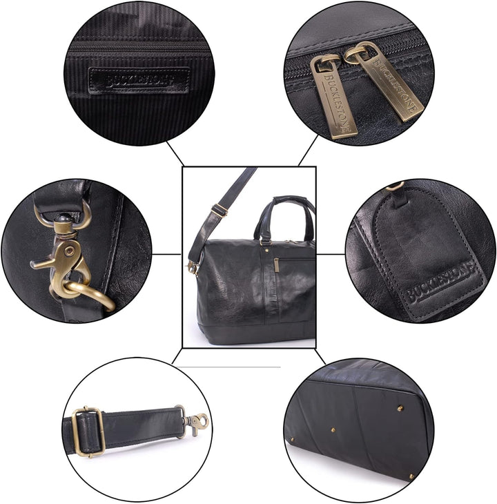 BUCKLESTONE - Leder - Reisetasche/Freizeittasche/Sporttasche von York - Schwarz, Schwarz