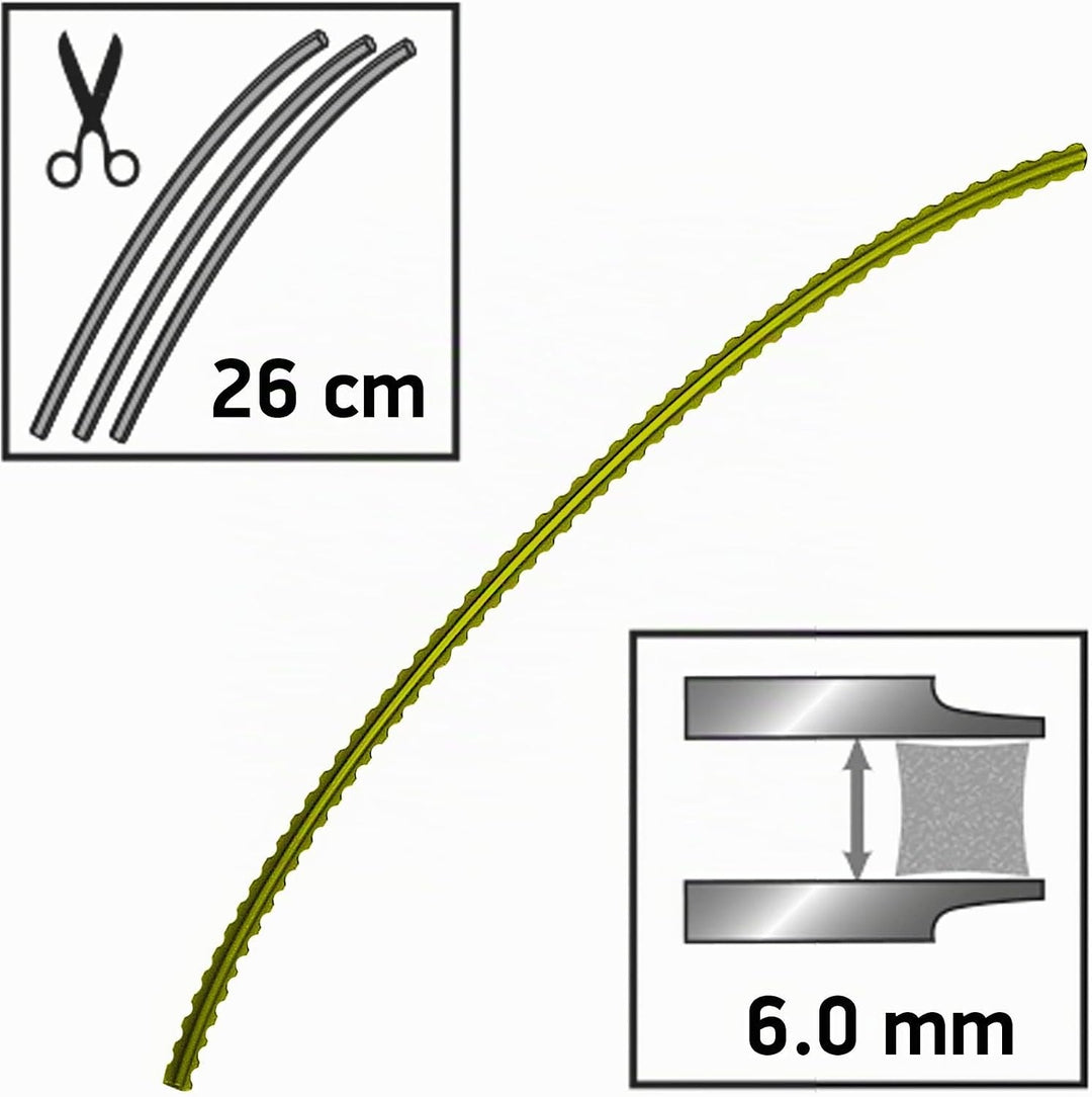 Oregon 525243 Gezahnter Techni-Blade Mähfaden, Zuschnitte, gelb, 6 mm, 26 cm, 205 Stück 6.0 mm x 26