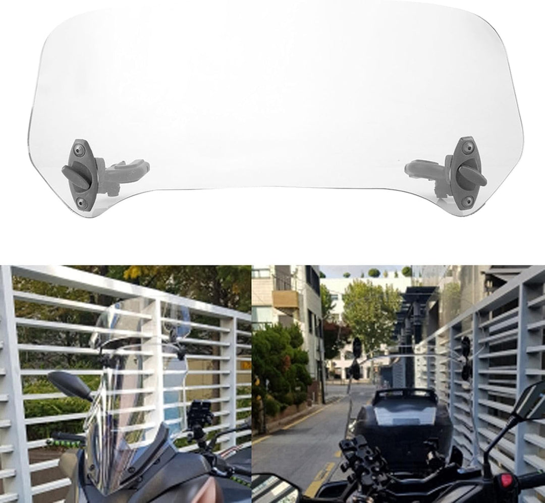 Motorrad Windschutzscheibe Windspoiler verstellbar universell aus robustem Kunststoff 28x12cm (Trans