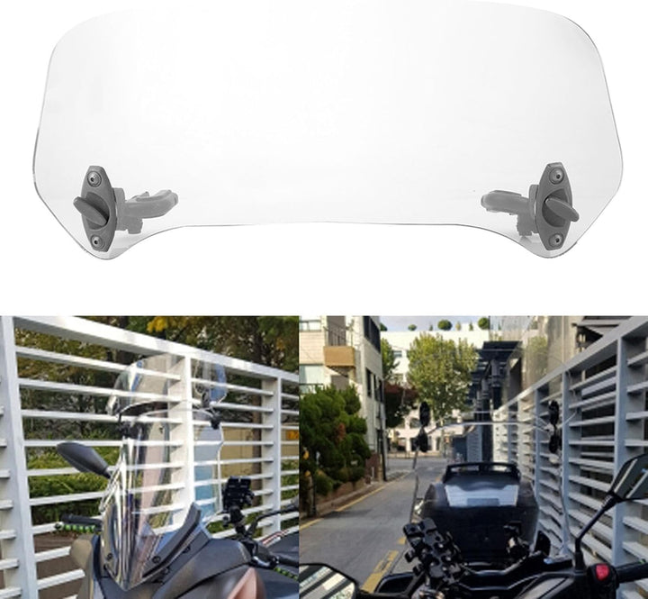 Motorrad Windschutzscheibe Windspoiler verstellbar universell aus robustem Kunststoff 28x12cm (Trans