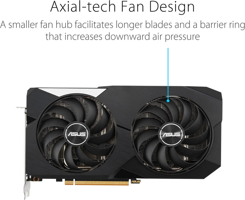 ASUS Dual AMD Radeon RX6600XT OC Edition Gaming Grafikkarte (8GB GDDR6 Speicher, PCIe 4.0, 1x HDMI 2