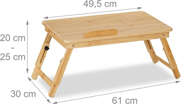 Relaxdays Laptoptisch für Couch, Bambus, klappbar, höhenverstellbar, neigbare Tischplatte, Schublade