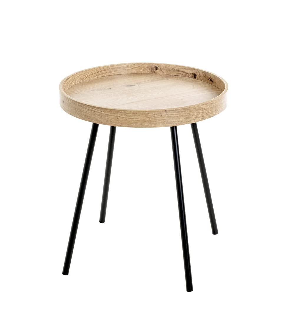 HAKU Möbel Beistelltisch, MDF, eiche, schwarz, Ø 40 x H 45 cm