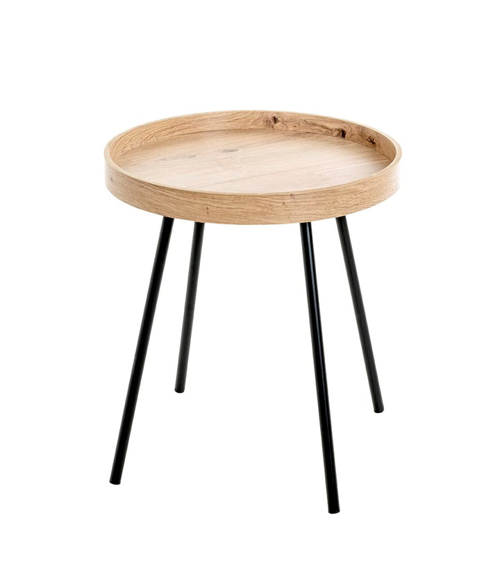 HAKU Möbel Beistelltisch, MDF, eiche, schwarz, Ø 40 x H 45 cm