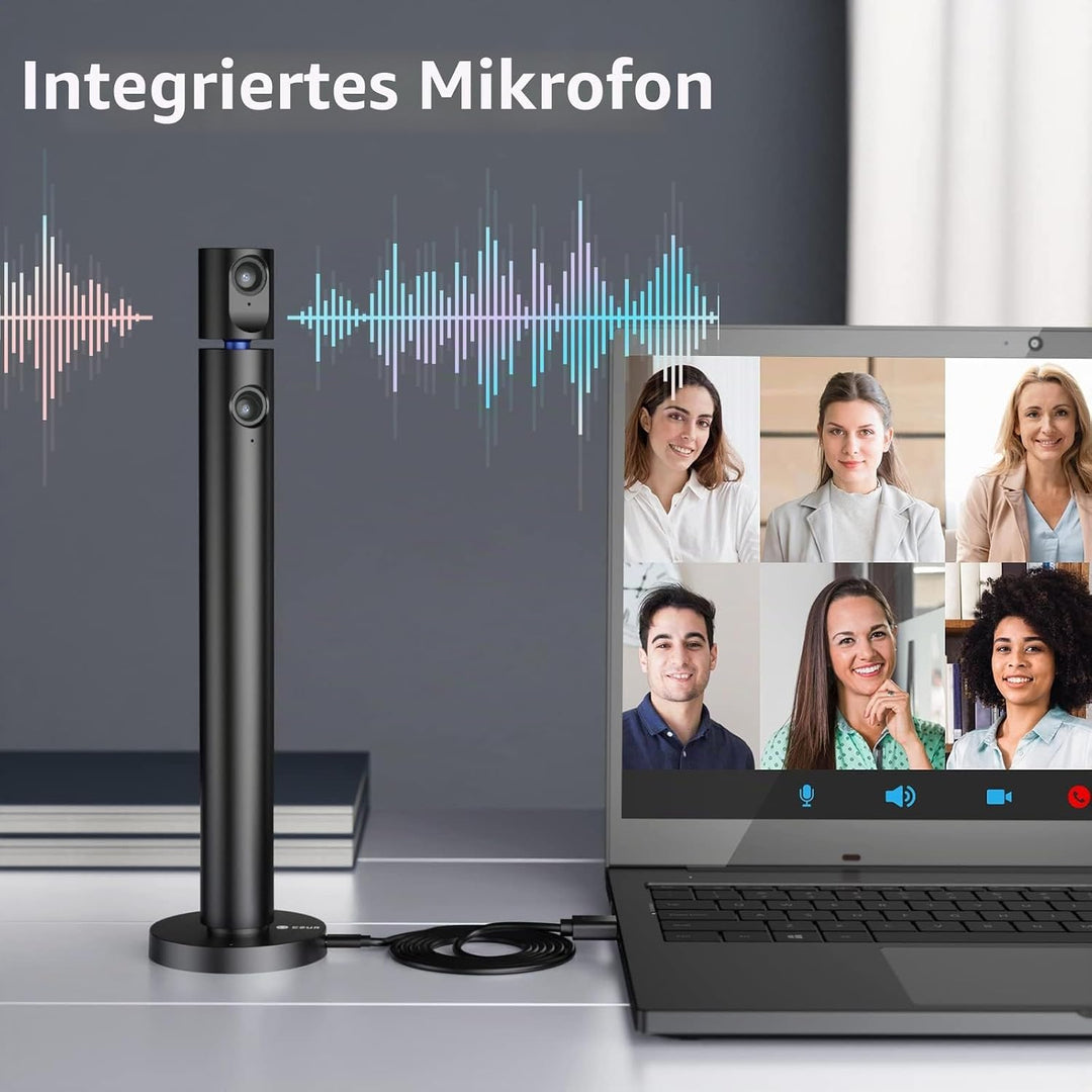 CZUR Halo Dual Webcam 180° Drehbare, 1080P Kamera mit Mikrofon Streamcam Videokamera 90° Sichtfeld C