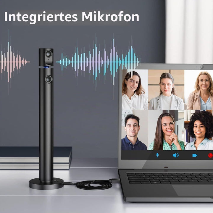 CZUR Halo Dual Webcam 180° Drehbare, 1080P Kamera mit Mikrofon Streamcam Videokamera 90° Sichtfeld C