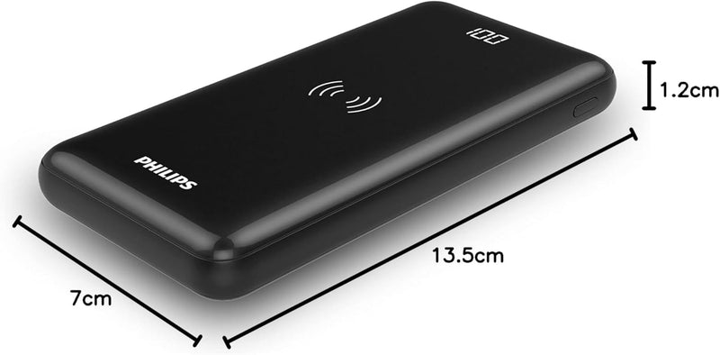 Philips DLP1011Q/00 - Power Bank mit kabelloser Qi-Ladefuntion - 1X Typ-C und 2X USB-A Ausgänge - LE