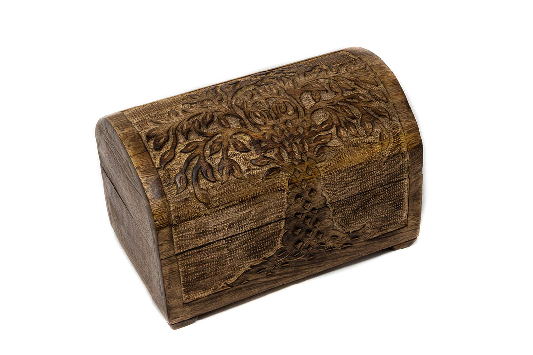 Kunstversteck Schatzkiste Baum des Lebens Design 2, massive Holz-Schatulle Dekobox 24x 15 x 15 cm, b