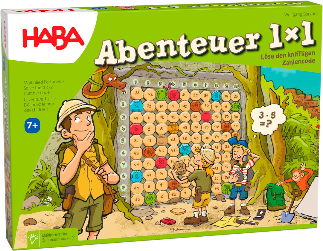 HABA -303717 -benteuer 1x1, Rechen- und Lernspiel zum spielerischen Trainieren des Einmaleins, Multi