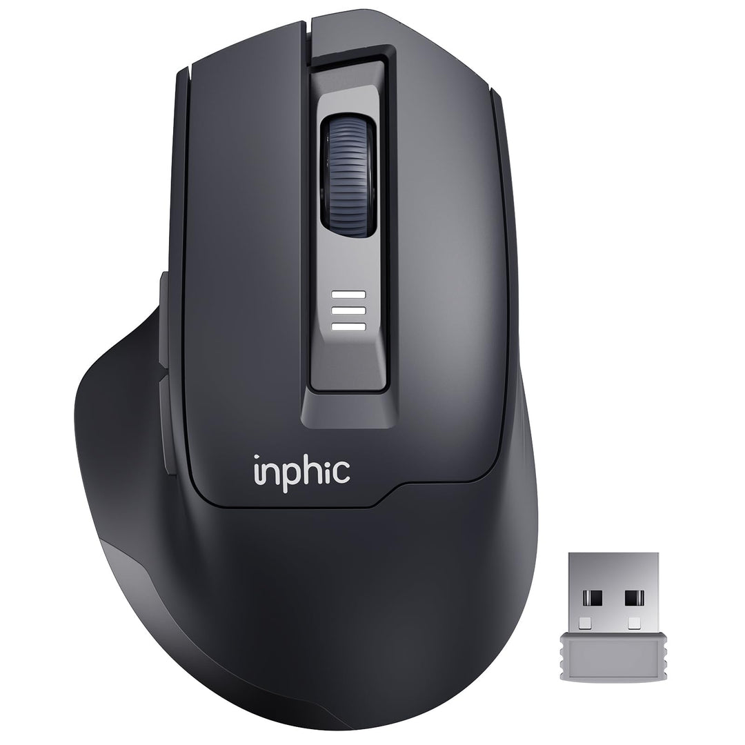 INPHIC M9 Kabellose Maus Wiederaufladbar, Ergonomische 2.4G Schnurlose Maus mit USB Nano Empfänger f