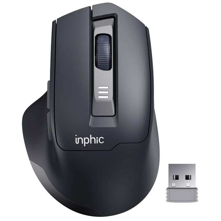 INPHIC M9 Kabellose Maus Wiederaufladbar, Ergonomische 2.4G Schnurlose Maus mit USB Nano Empfänger f