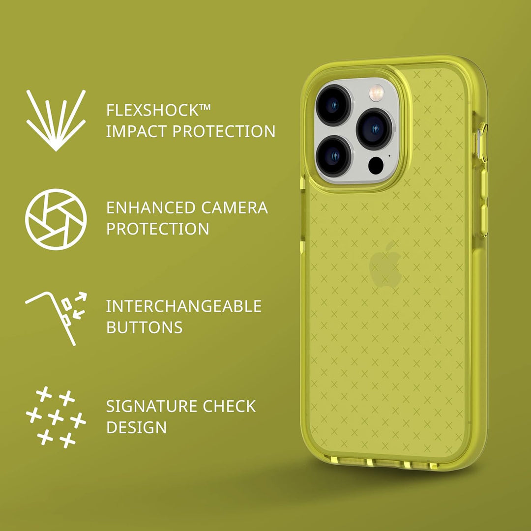 tech21 iPhone 14 Pro Evo Check - Stossdämpfende &amp; schlanke Schutzhülle mit 16 Fuss FlexShock Multi-D