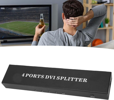 DVI Splitter 1 in 4 Out, 1920 X 1440 Auflösung, Verlustfreie HD Verteilung, Video Duplikator für Spl