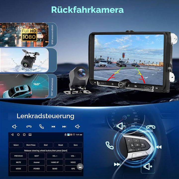 Hodozzy 4G+64G Android Autoradio für VW Seat Altea Toledo Leon Skoda Fabia Passat mit Wireless Carpl