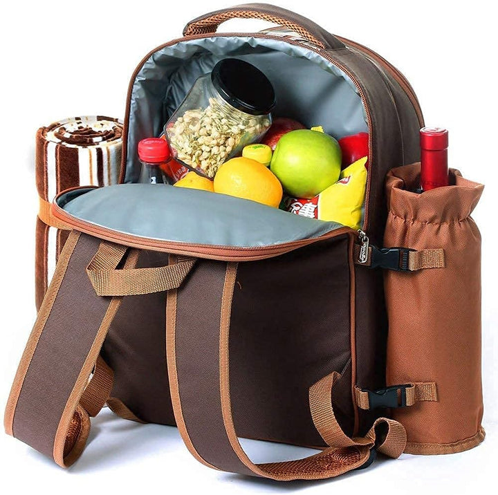 Hap Tim Picknick-Rucksack für 4 Personen mit Kühlfach, abnehmbarem Flaschen-/Weinhalter, Fleece-Deck