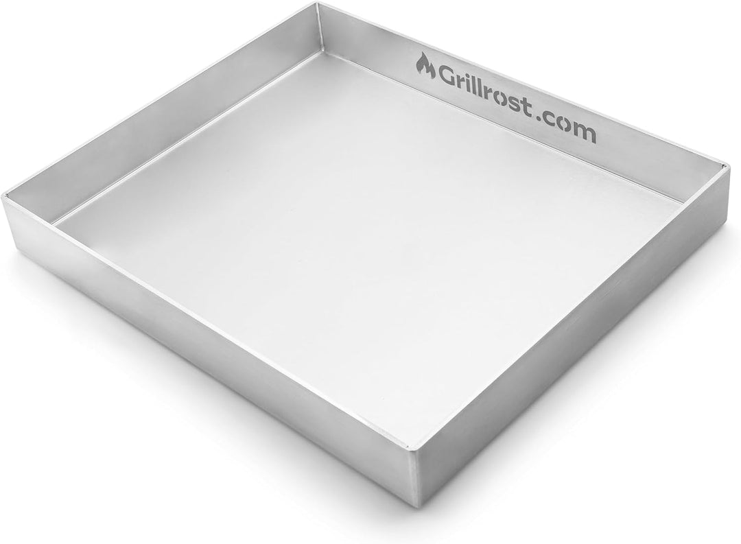 Edelstahl Grillplatte | Plancha | Wanne 30x25cm - Universalgrösse - rundum verschweisst | extra Mass