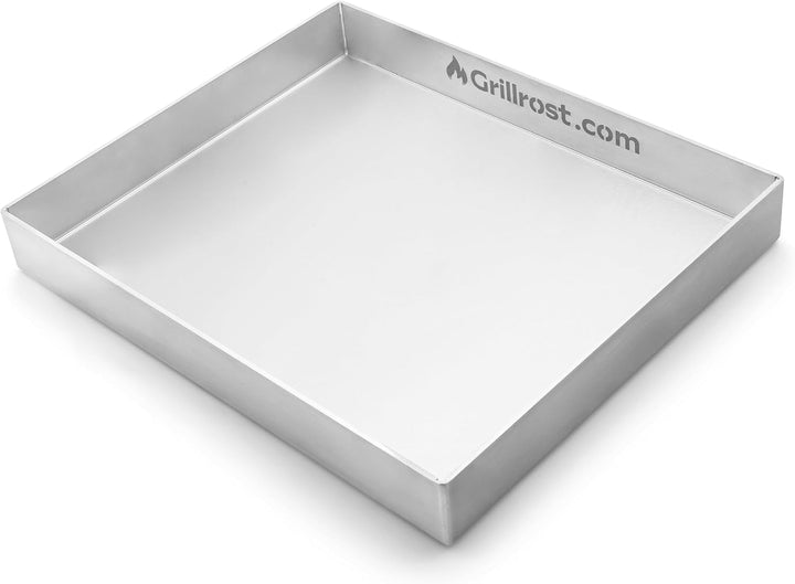 Edelstahl Grillplatte | Plancha | Wanne 30x25cm - Universalgrösse - rundum verschweisst | extra Mass